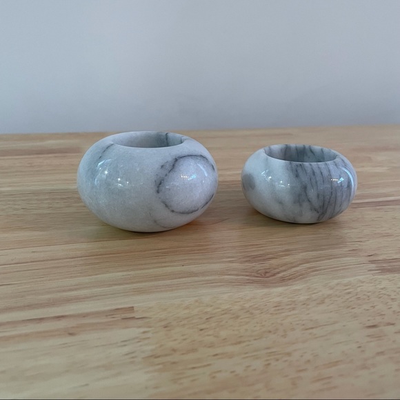 2pc Vintage Marble Stone Candle Holders - Picture 1 of 7